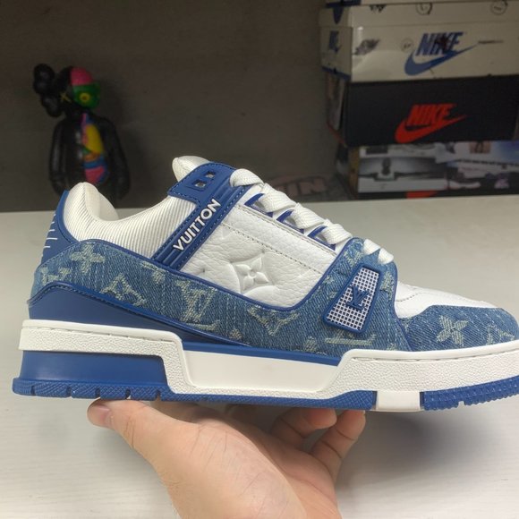 Louis Vuitton LV Trainer Monogram Denim White Blue,size UK3 - Picture 2 of 5